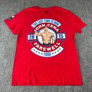 WWE John Cena Farewell Tour 2025 Red Graphic T-Shirt Mens L The Last Time Is Now
